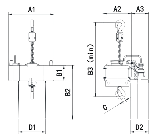 Coreat C10 stage hoist dimensions and product view for venue specification comparison