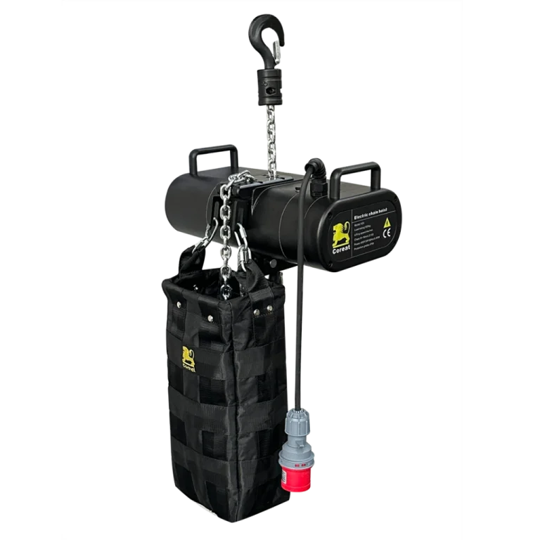 Coreat V-series stage hoist used to compare D8 and D8 Plus options for touring and venue rigging
